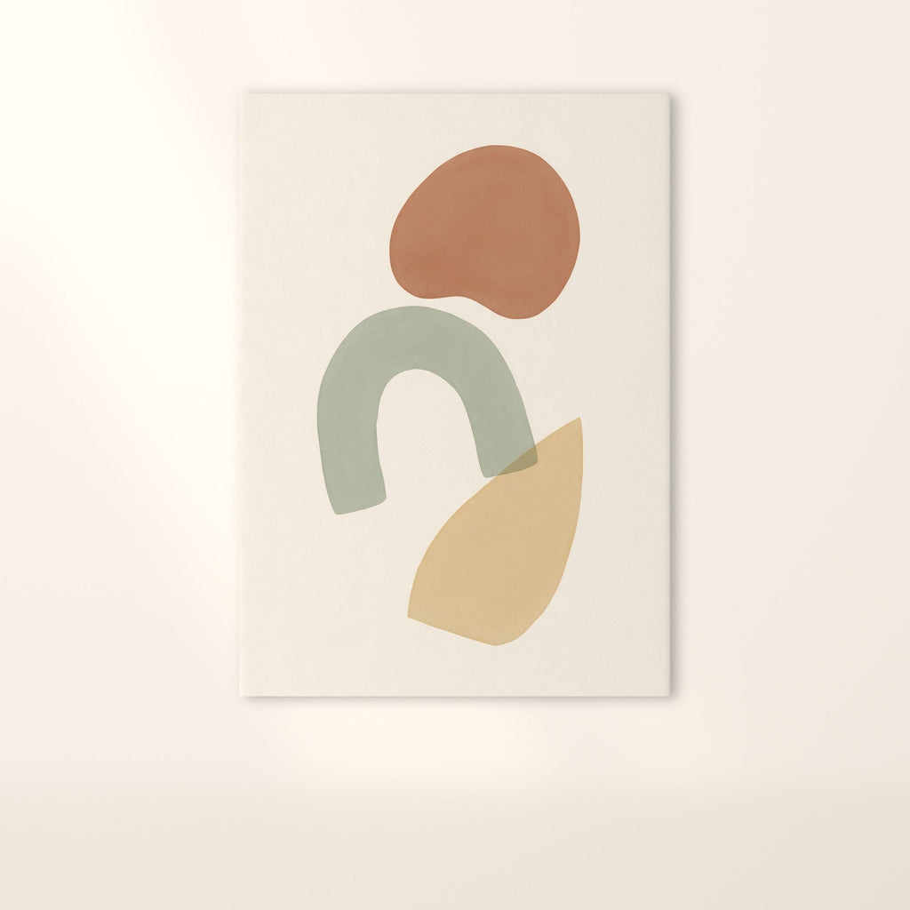 Affiche Raspail sans cadre : galet terracotta, arche sauge et feuille sable sur papier crème