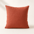 Coussin Buttes-Chaumont 45x45 en lin lavé terracotta — Maison Mansarde