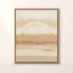 Tableau Beaubourg, abstrait crème et sable sur toile, en caisse américaine chêne, sur fond crème