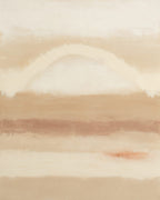 Œuvre du tableau Beaubourg : bandes horizontales crème et sable, arche claire et touches terracotta au rendu pinceau sec