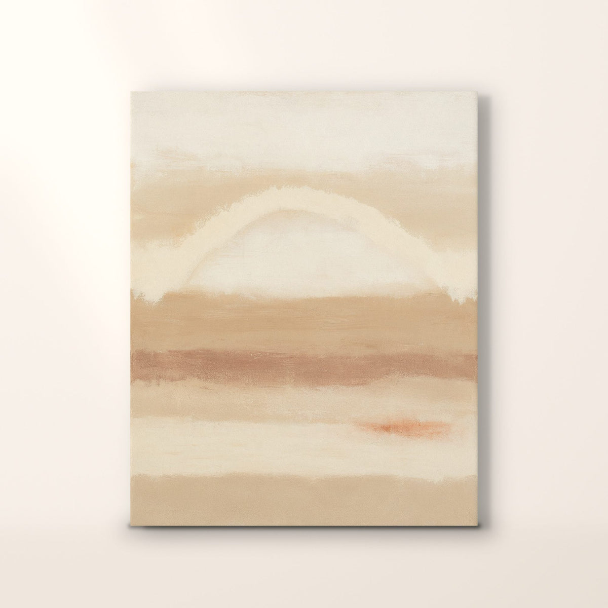 Tableau Beaubourg sur toile tendue sans cadre, abstrait crème, sable et terracotta